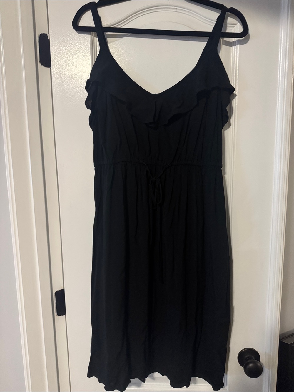 torrid Black Ruffle V-Neck Tie-Waist Midi Dress